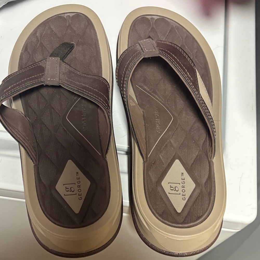 George Men's Tan and Brown Flip-Flops